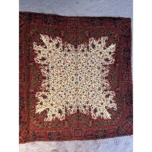 Vintage ELLEN TRACY Fine Wool Scarf Floral Pattern 100% Wool